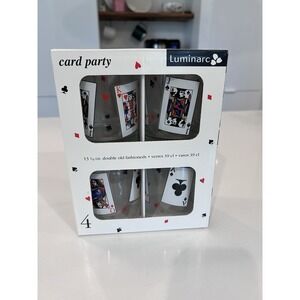 Luminarc Double Old Fashioned Card Party Game Night Glasses Set of (4) 13 1/4 oz